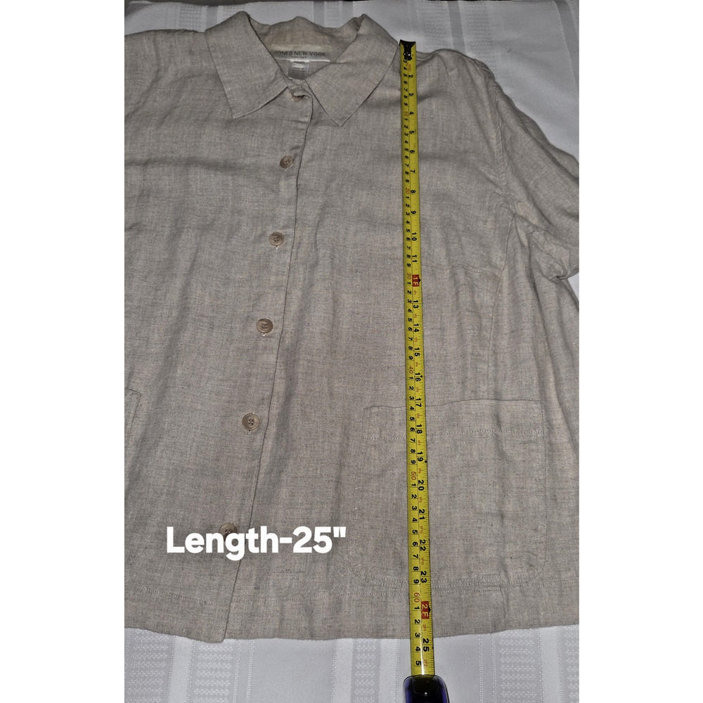 Linen Beige Shirt Jacket Womens Sz 2X JONES NEW YORK SPORT Button Down Pockets - Picture 12 of 16